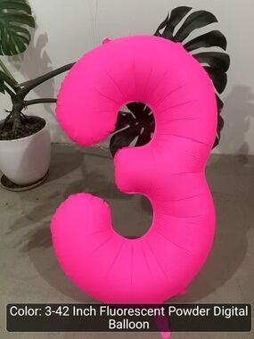 42" Fluorescent Hot Pink Number 3 Balloon